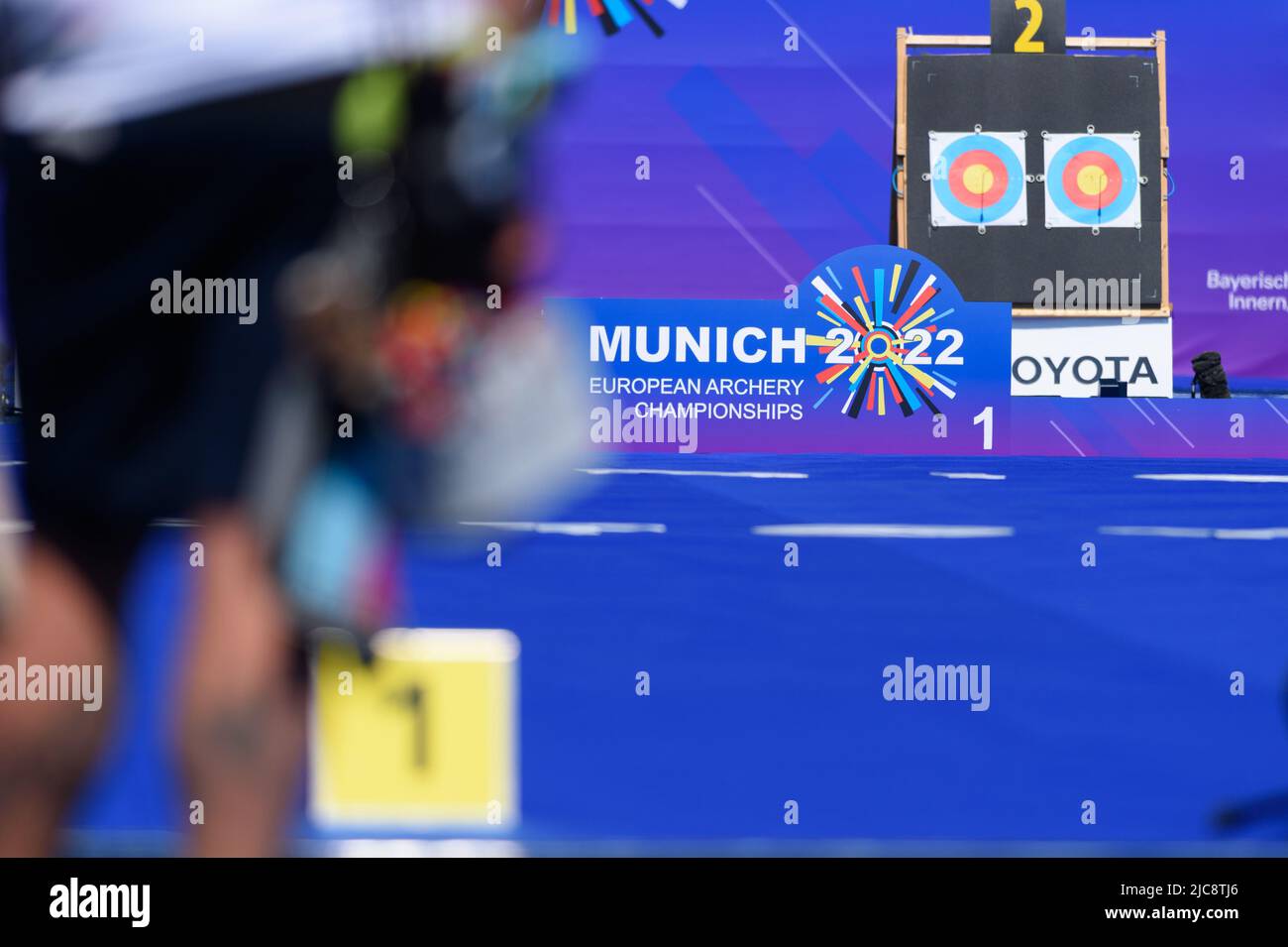 European Archery Championships Munich 2022 logo during the compound finals at Theresienwiese