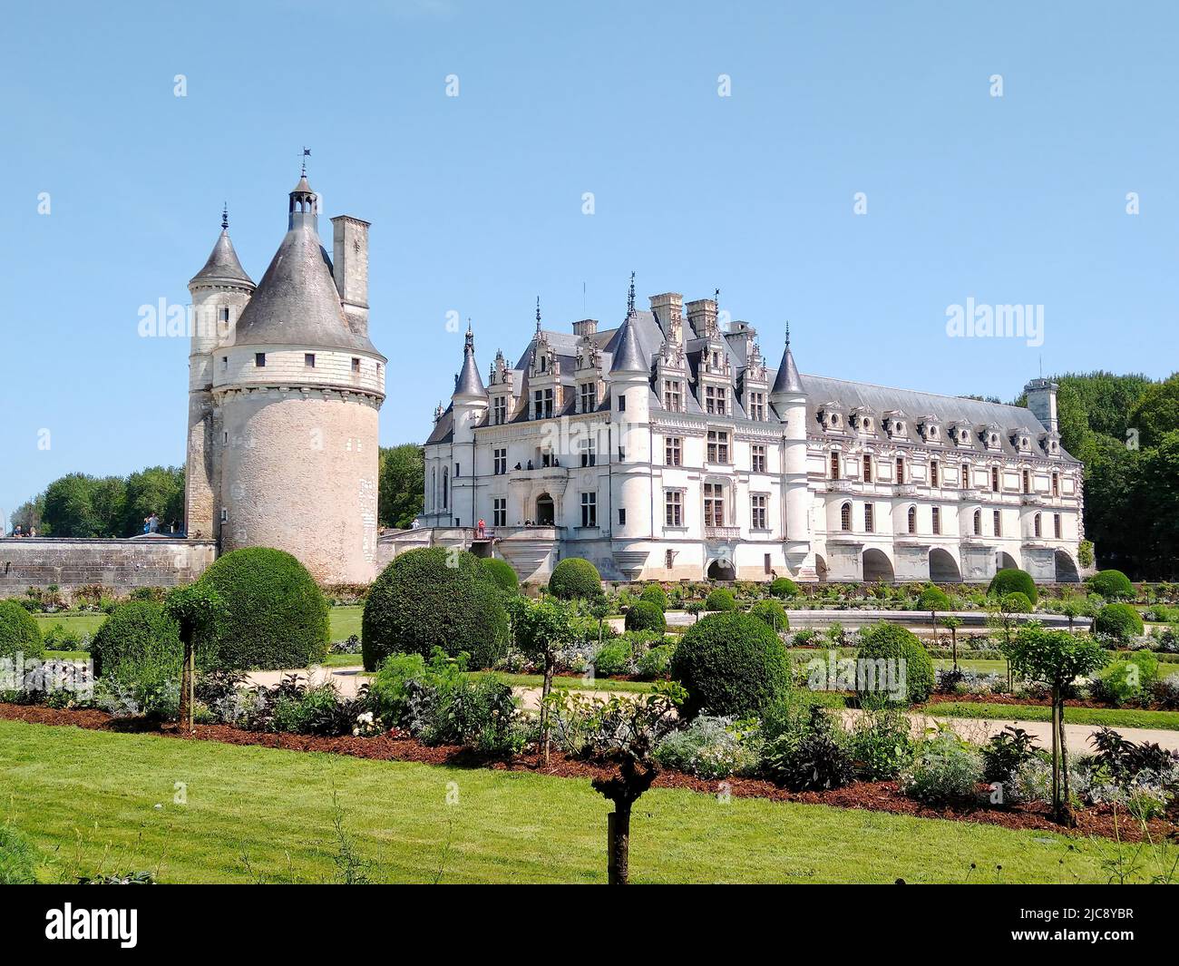 Chateau Chenonceau from Catherine de Medici's garden Stock Photo