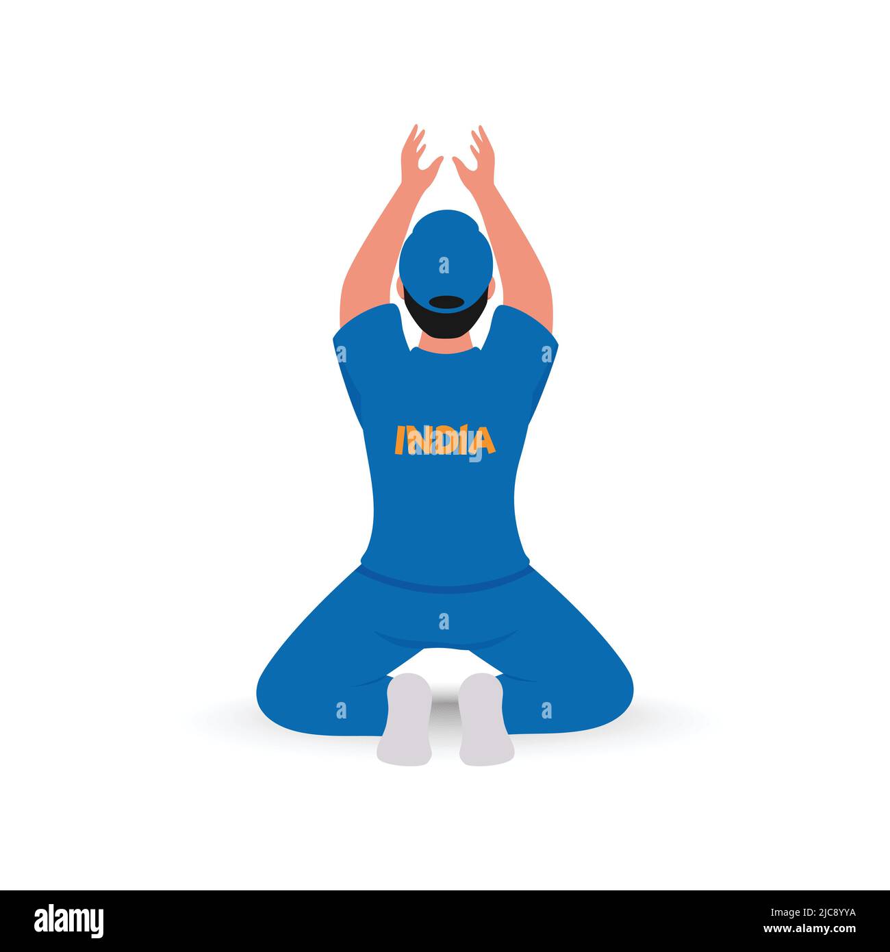 Back View Of India Cricket Player In Catching Pose. Stock Vector