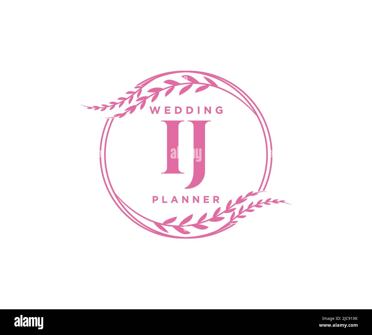 IJ Initials letter Wedding monogram logos collection, hand drawn modern minimalistic and floral templates for Invitation cards, Save the Date, elegant Stock Vector