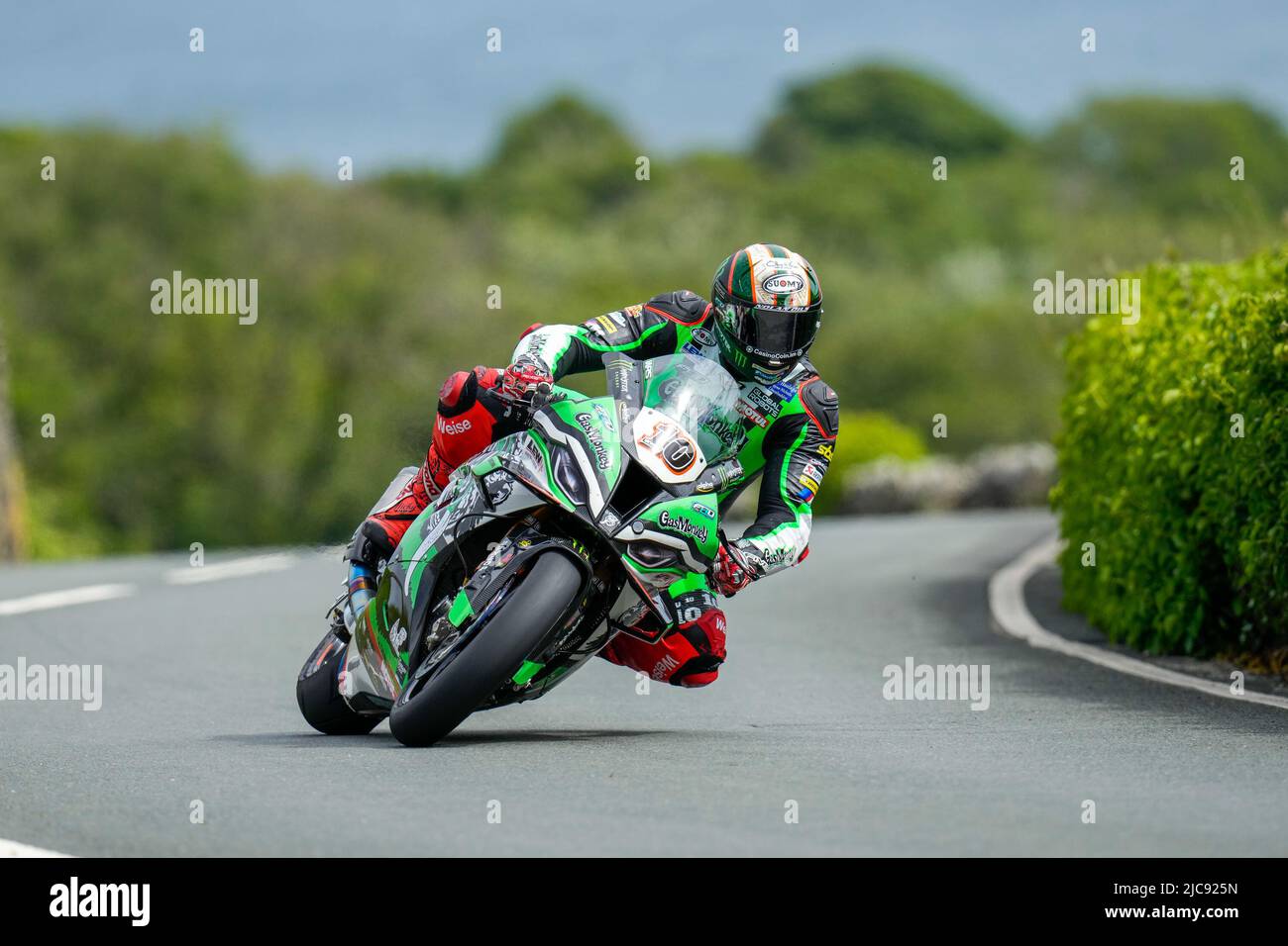 Douglas, Isle Of Man. 11th June, 2022. Peter Hickman (1000 BMW) representing the Gas Monkey Garage by FHO Racing team on his way to winning the 2022 Milwaukee Senior TT at the Isle of Man, Douglas, Isle of Man on the 11 June 2022. Photo by David Horn. Credit: PRiME Media Images/Alamy Live News Stock Photo
