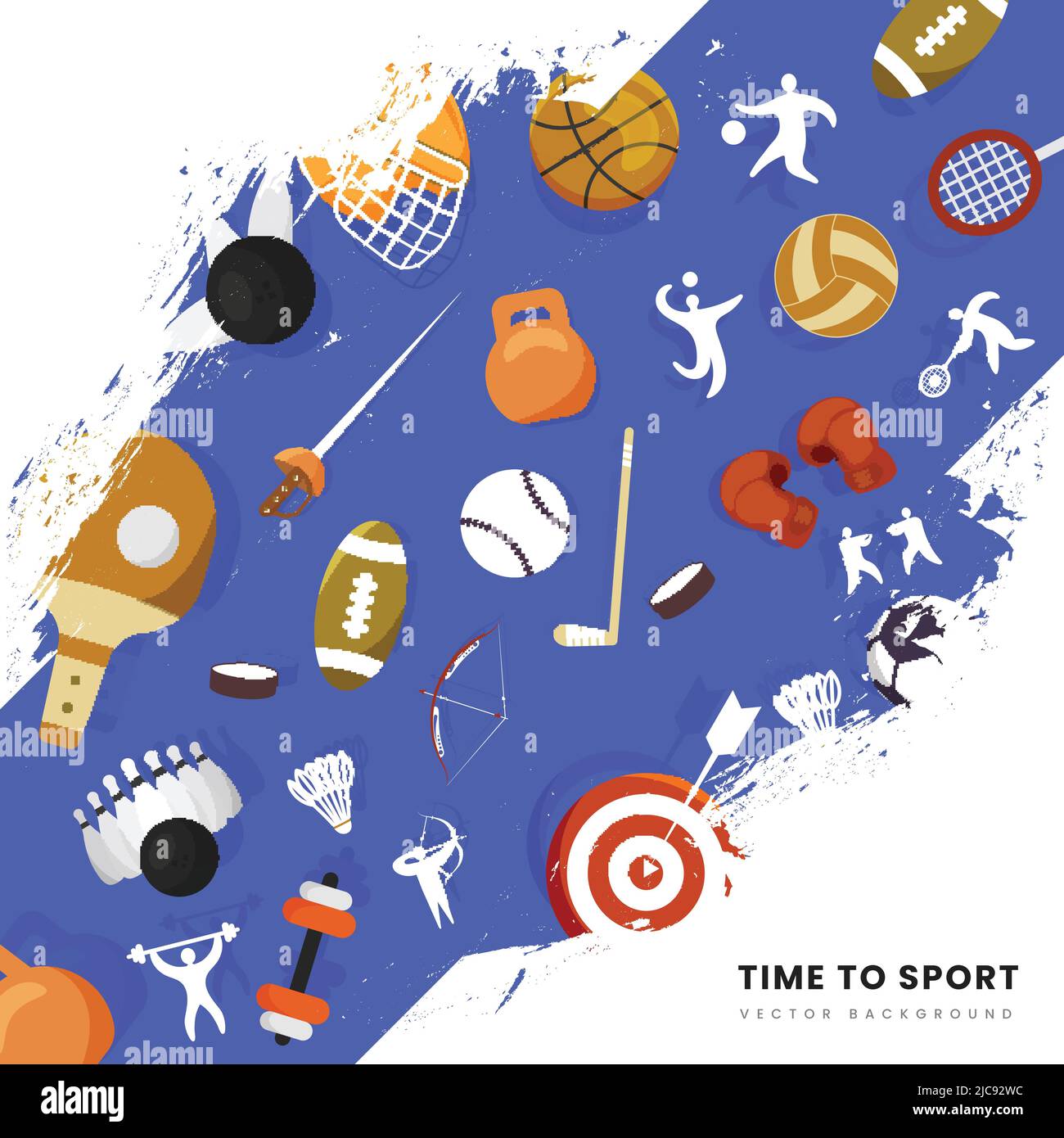 Time To Sports Background With Blue Brush Effect And Tournament