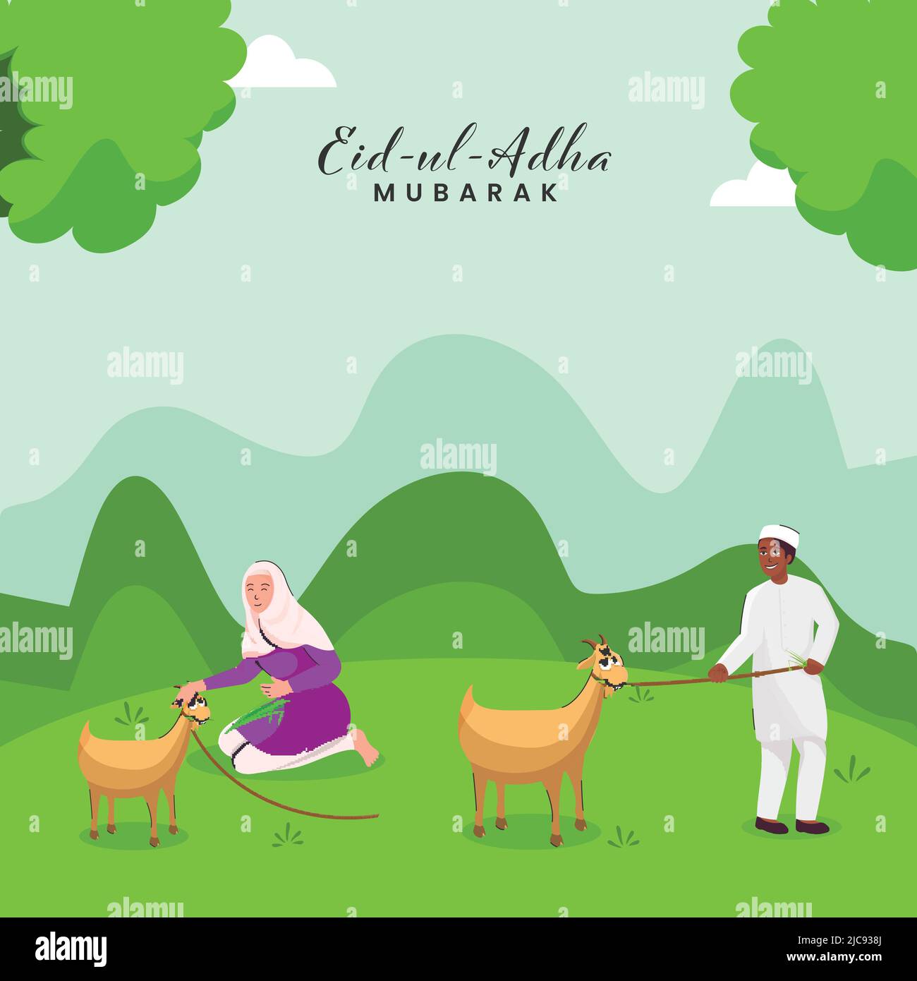Girl and goats Stock Vector Images - Alamy