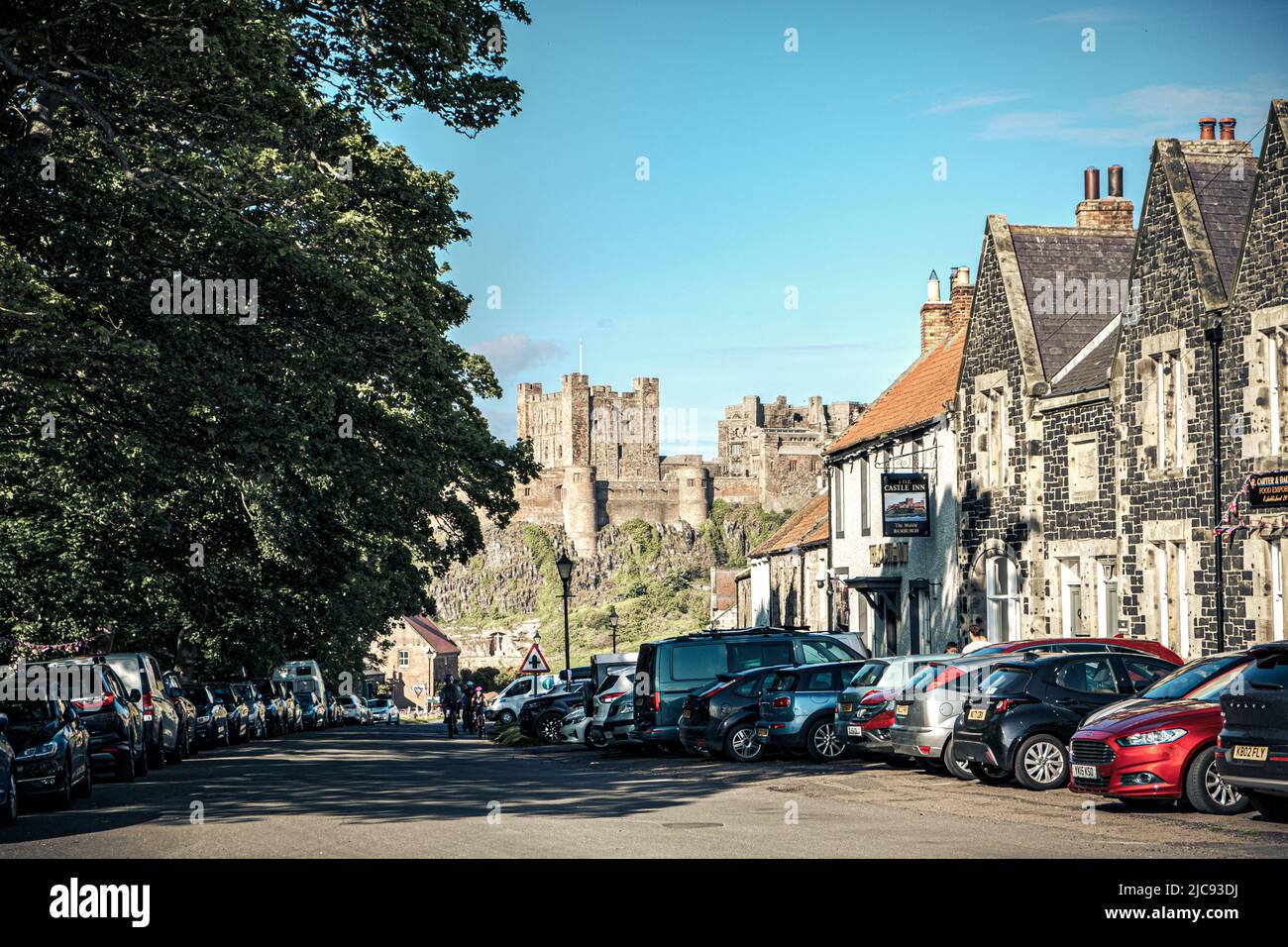 Bamburgh Castle from Front Street, Bamburgh, Northumberland, England