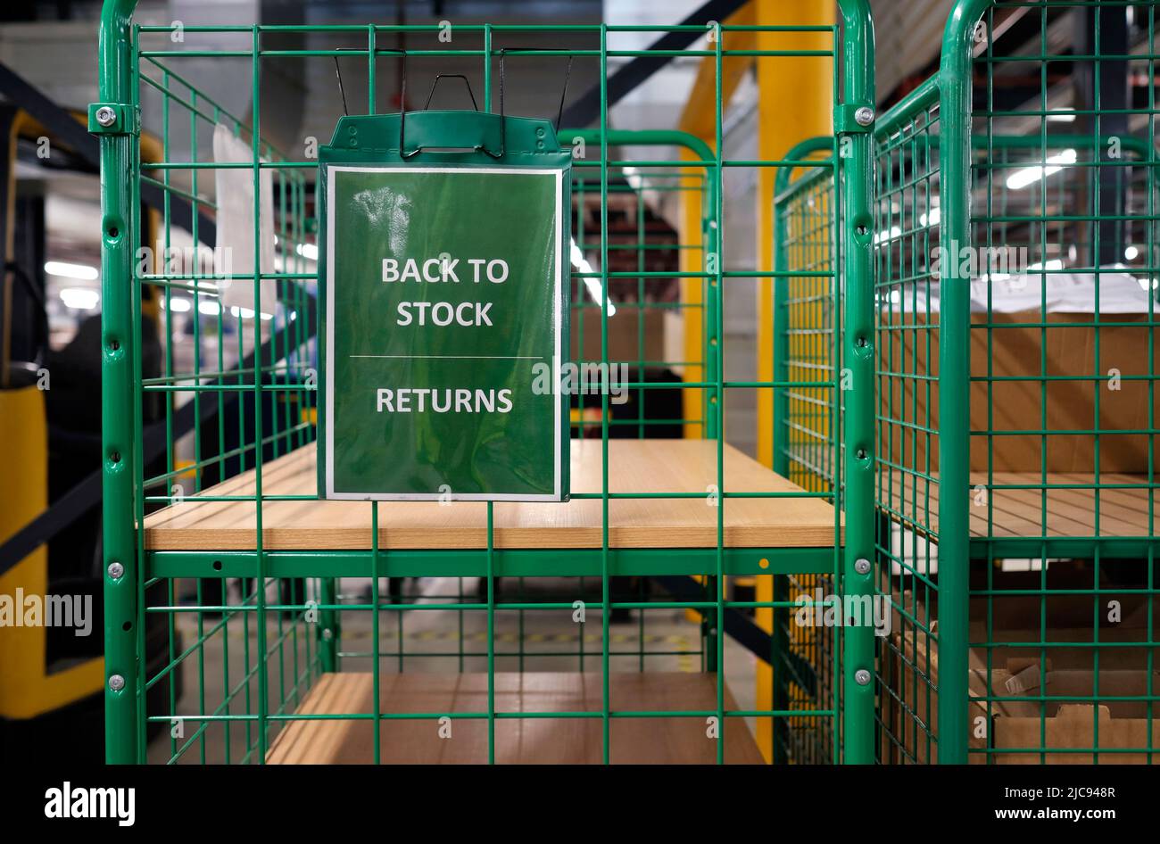 Rack for returns in a distribution warehouse Stock Photo Alamy