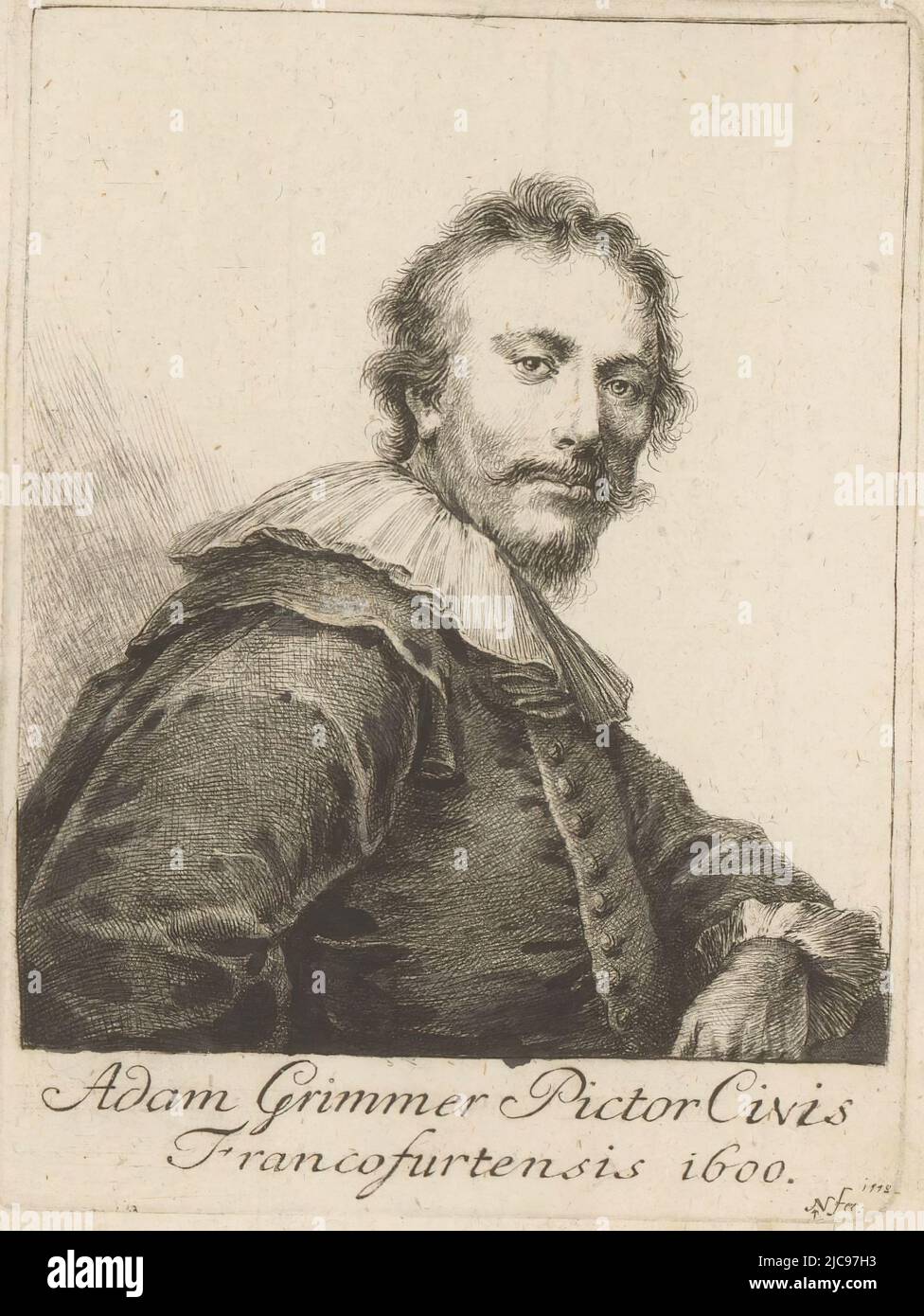 Portrait of Adam Grimmer, print maker: Johann Andreas Benjamin Nothnagel, (mentioned on object), 1778, paper, etching, h 118 mm - w 89 mm Stock Photo