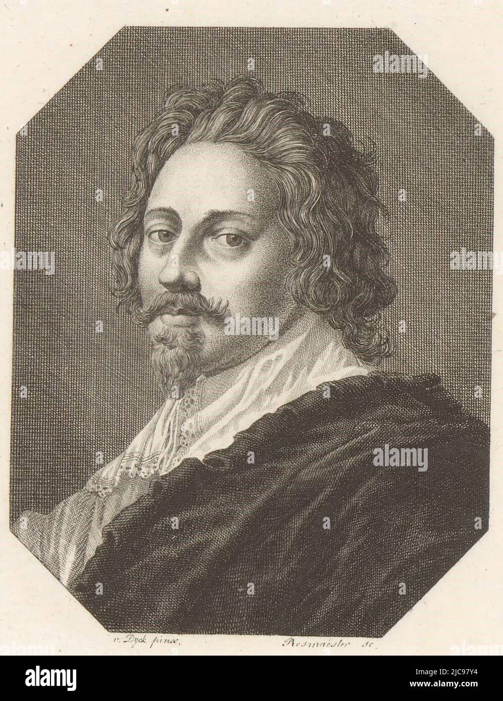 Portrait of Anthony van Dyck, print maker: Friedrich Rossmässler ...