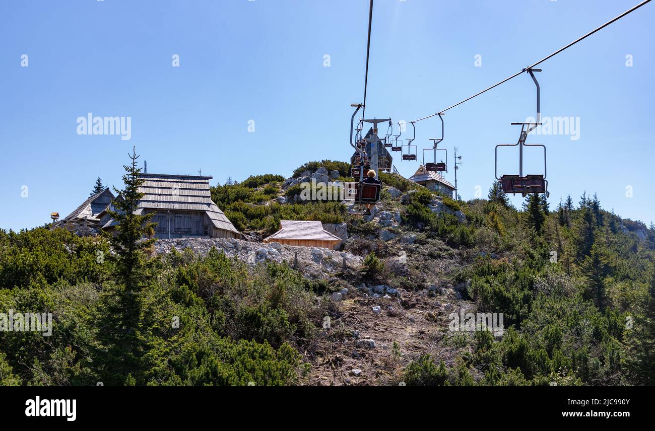 A picture of the Velika Planina ski lift. Stock Photo
