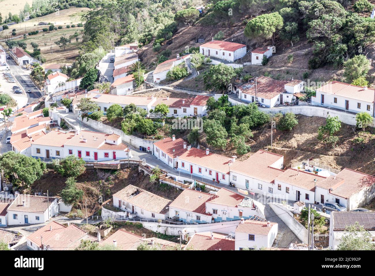 View of Aljezut town from Aljezur castle - Algarve, Portugal Stock Photo