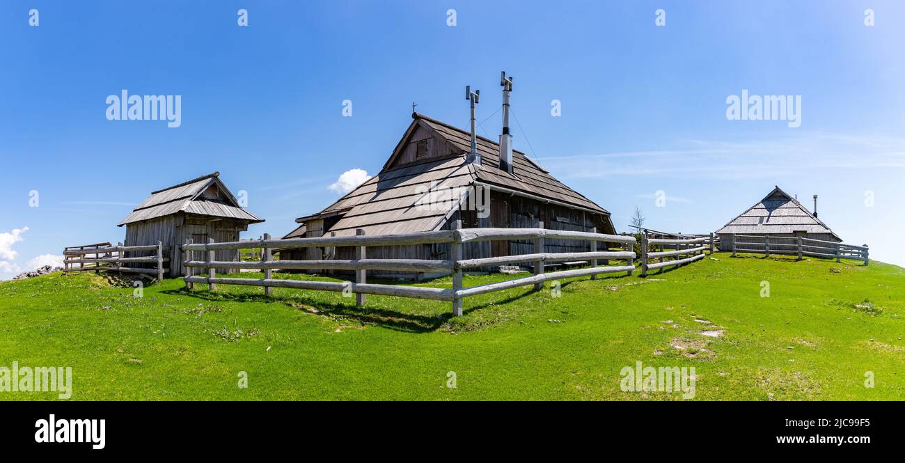 A close-up picture of one of the herder huts of Velika Planina, or Big Pasture Plateau. Stock Photo