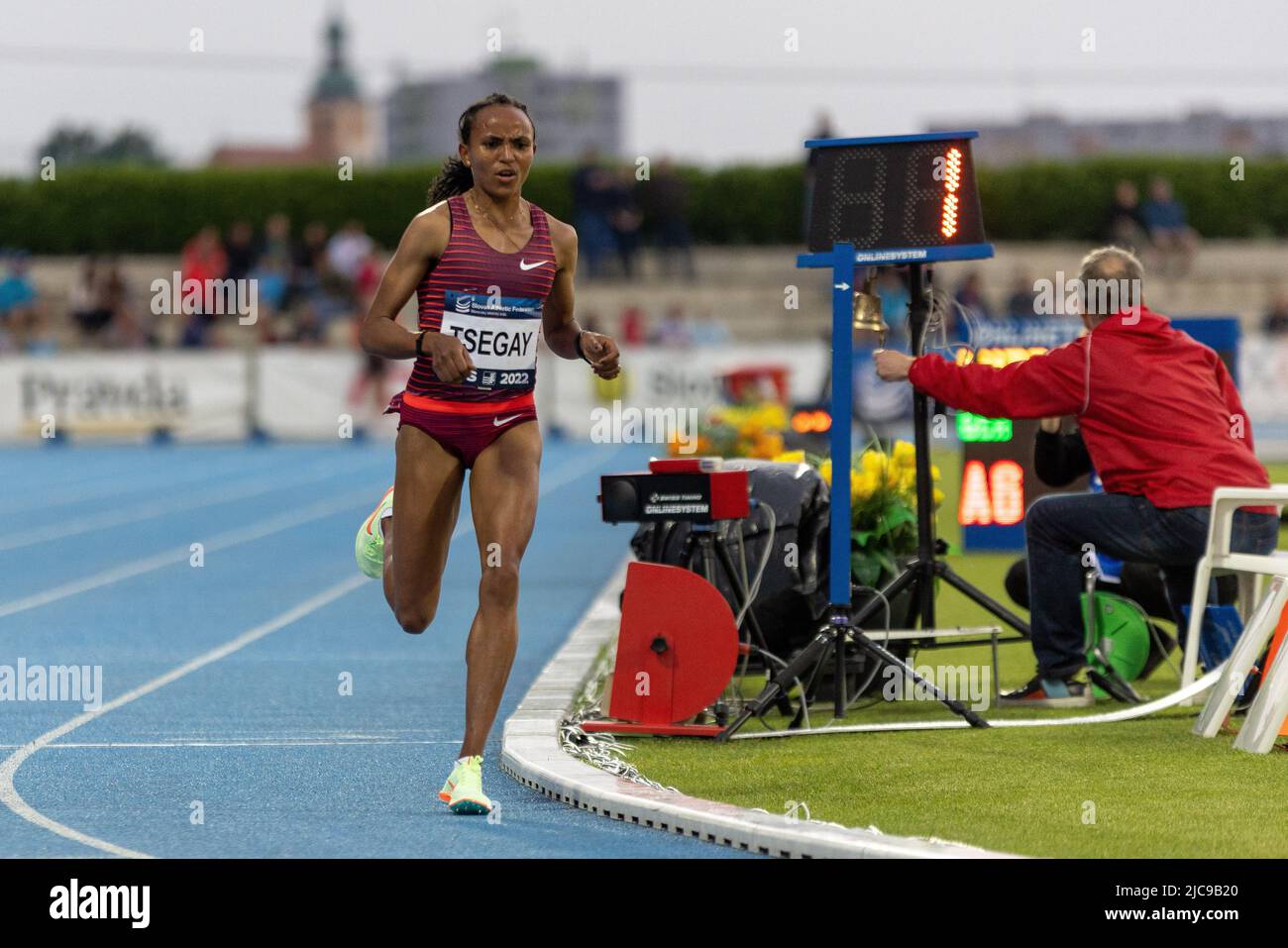 Ethiopian runner Gudaf Tsegay, winner of Women's 5000 metres at the P-T-S athletics meeting in the sports site of x-bionic sphere® in Šamorín, Slovakia, 9. June 2022 Stock Photo