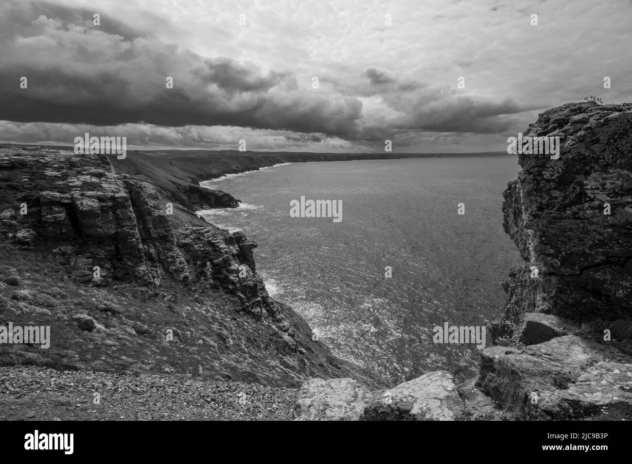 North Cornwalls Atlantic Coast (southern England), looking towards wheal coates (a UNESCO world heritage site). Stock Photo