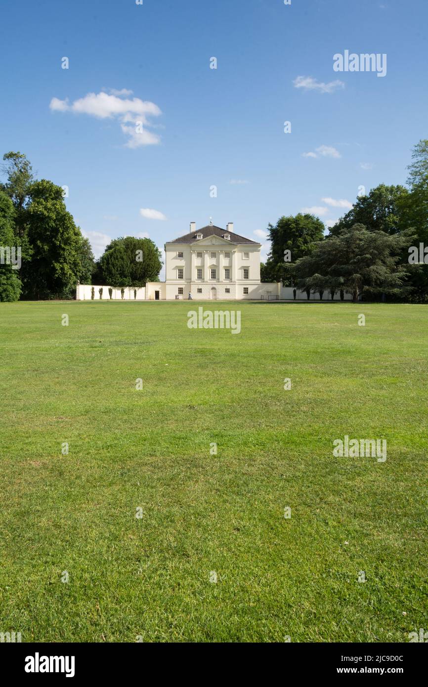 The front facade of Marble Hill House in Marble Hill Park, Twickenham