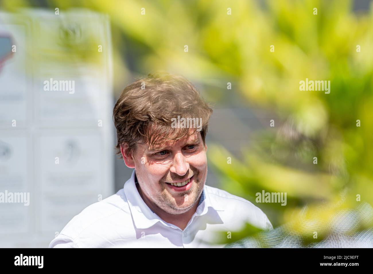 Groen new cochairman Jeremie Vaneeckhout is seen at the presentation