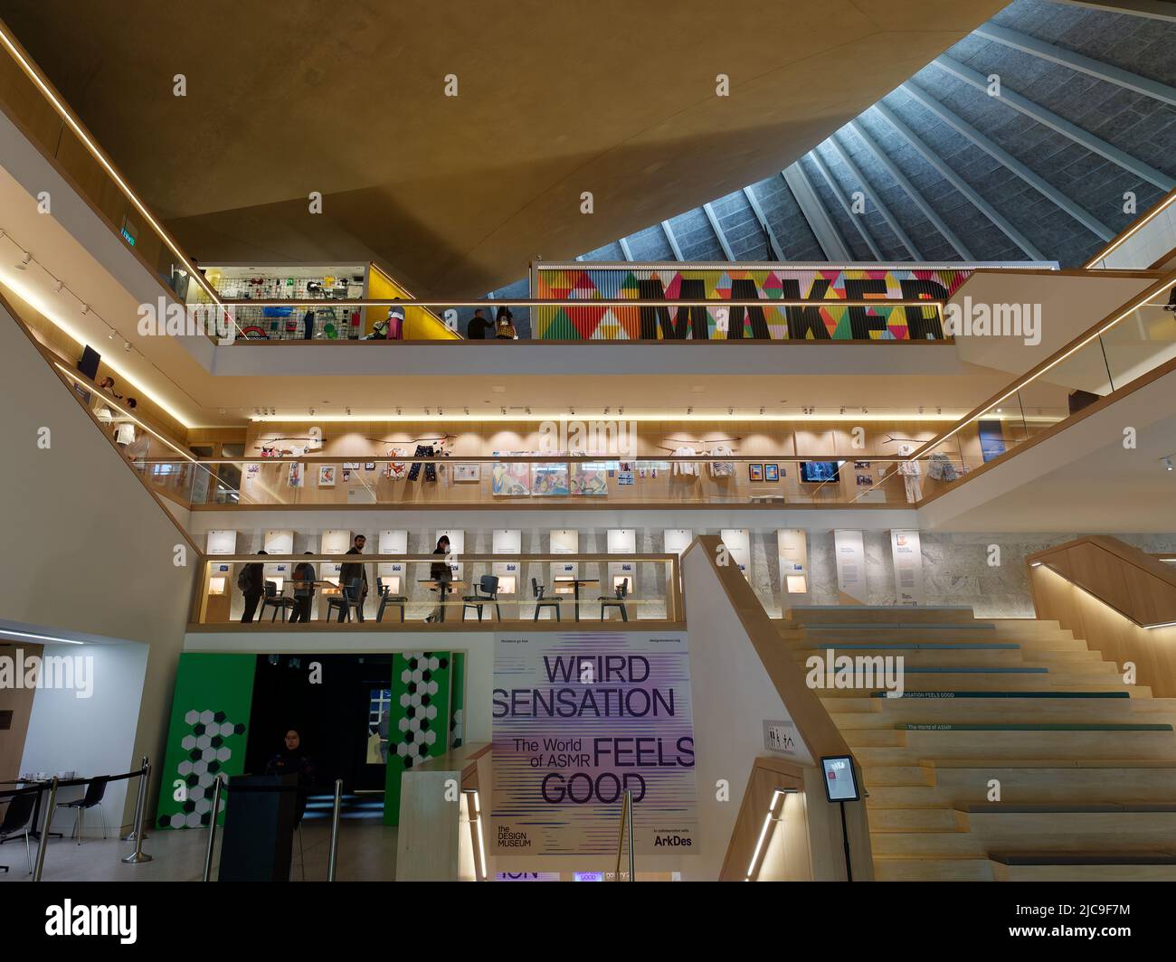 London, Greater London, England, May 28 2022: People browsing inside the Design Museum in Kensington. Stock Photo
