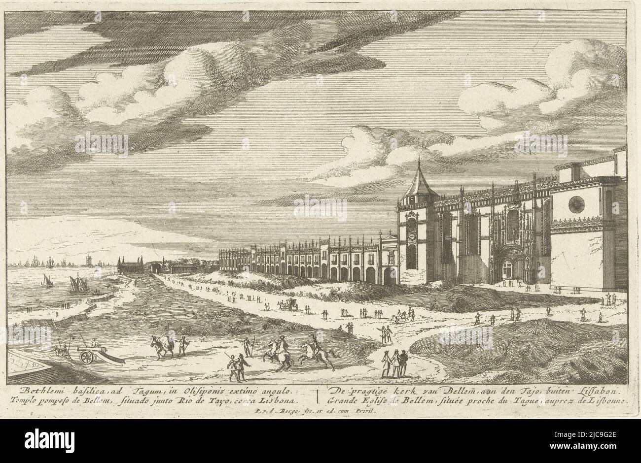 View of the Hieronymus Monastery at Bel, print maker: Pieter van den Berge, (mentioned on object), publisher: Pieter van den Berge, (mentioned on object), Staten van Holland en West-Friesland, (mentioned on object), Amsterdam, 1694 - 1737, paper, etching, h 167 mm × w 258 mm Stock Photo