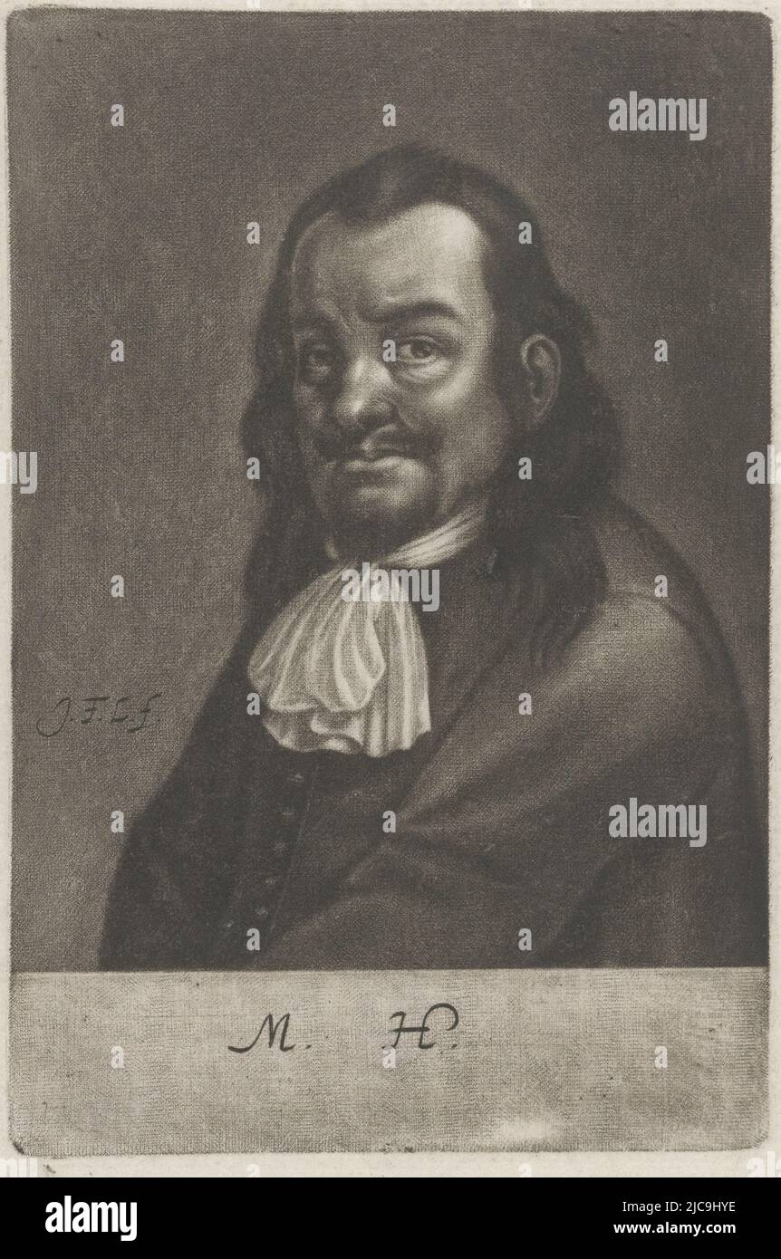 Portrait of Mart Hahn, print maker: Johann Friedrich Leonard, (mentioned on object), 1643 - 1680, paper, h 149 mm × w 99 mm Stock Photo
