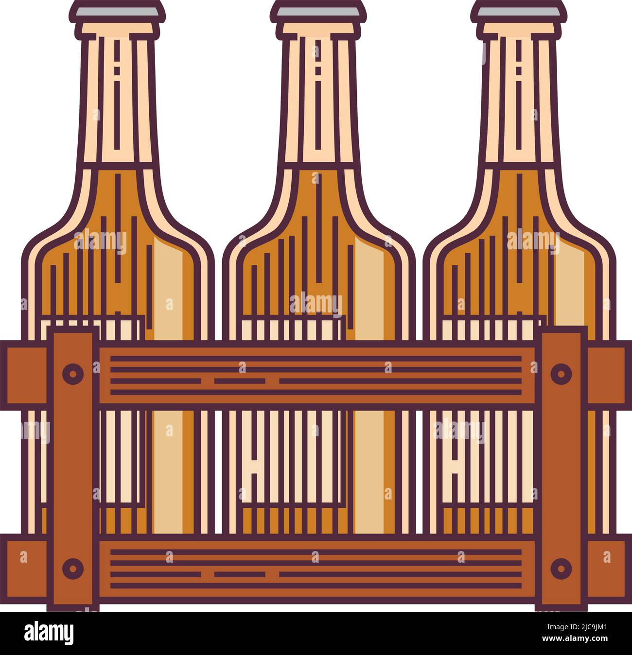 beer bottles in basket Stock Vector