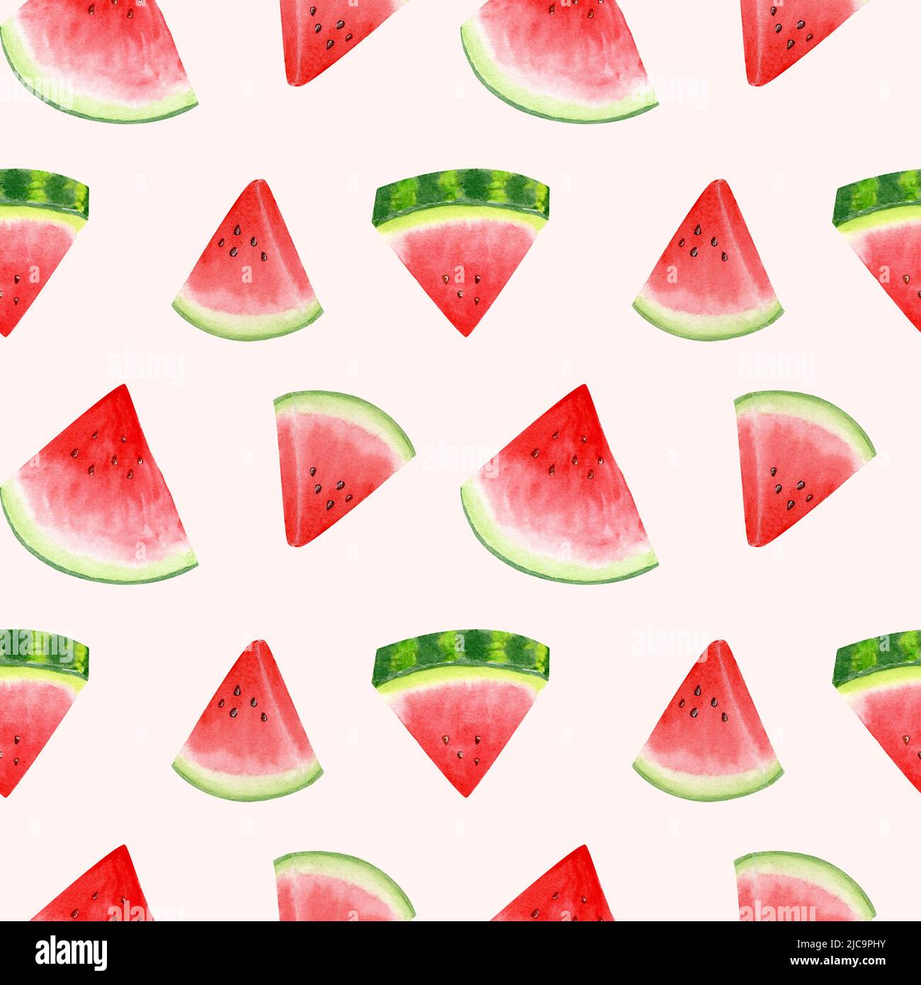 Watermelon seamless pattern. Watercolor pattern with slices of juicy ...