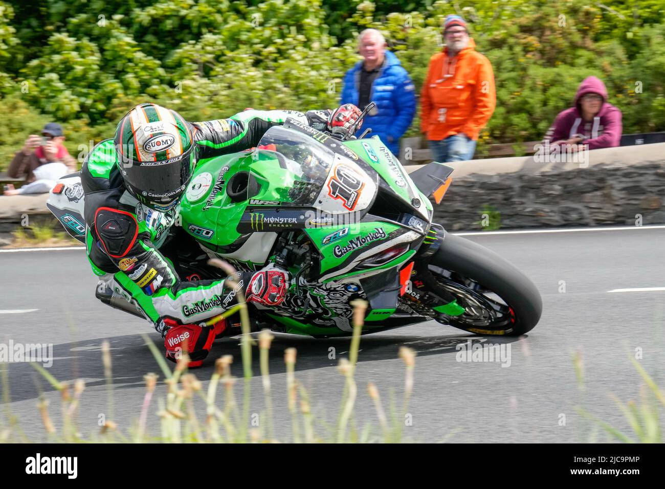 Douglas, Isle Of Man. 11th June, 2022. Peter Hickman (1000 BMW) representing the Gas Monkey Garage by FHO Racing team on his way to winning the 2022 Milwaukee Senior TT at the Isle of Man, Douglas, Isle of Man on the 11 June 2022. Photo by David Horn. Credit: PRiME Media Images/Alamy Live News Stock Photo