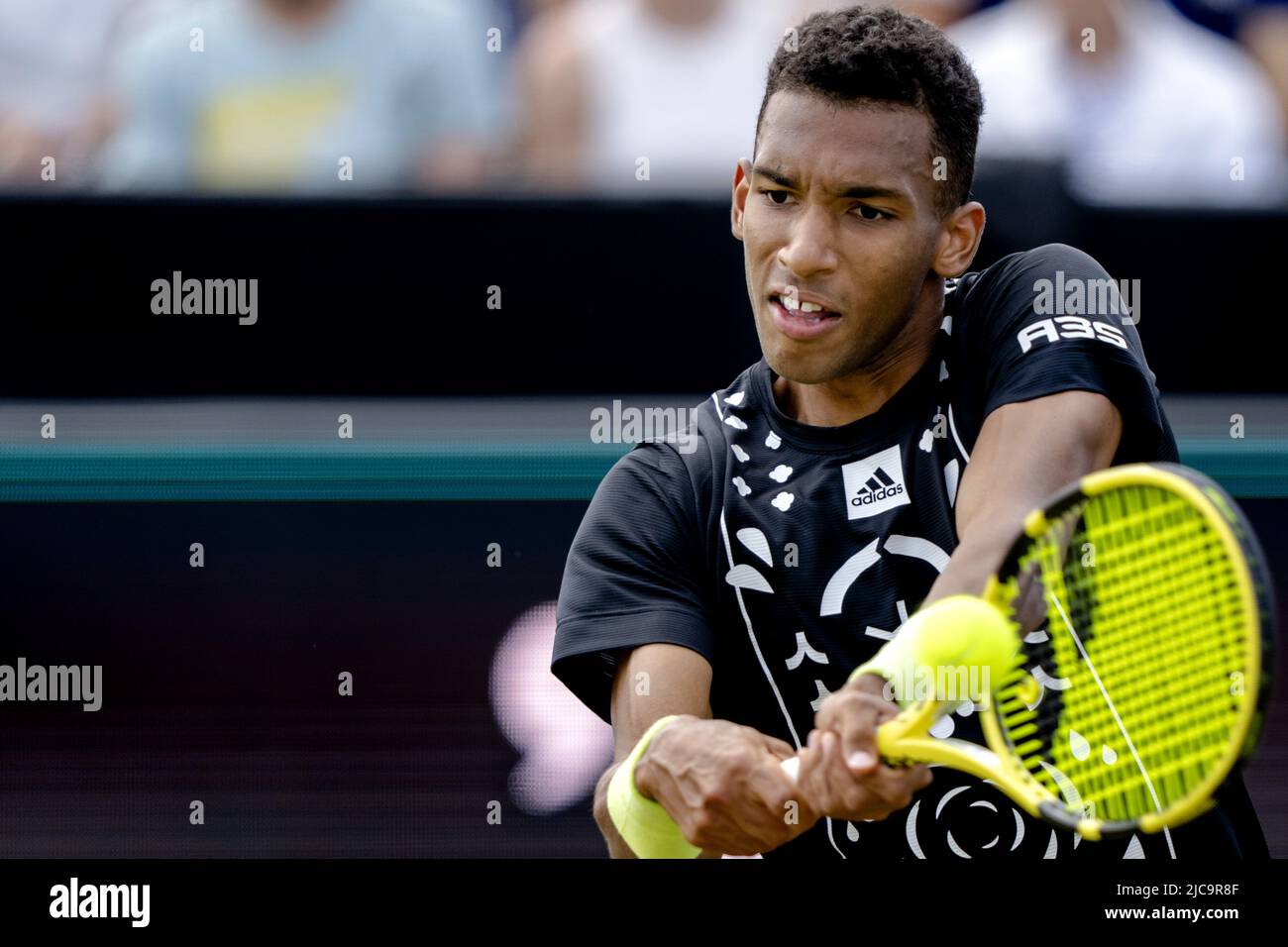 2022-06-11 15:22:17 ROSMALEN - Tennis player Felix Auger-Aliassime (Canada)  in action during the match against Tim Van Rijthoven (not in photo) at the  international tennis tournament Libema Open. The combined Dutch tennis