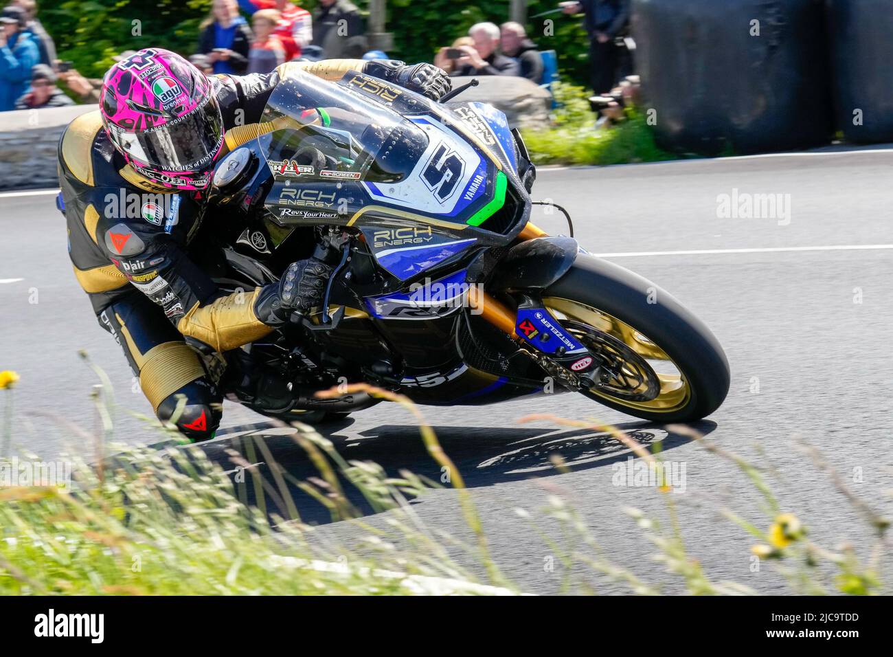Douglas, Isle Of Man. 11th June, 2022. James Hillier (1000 Yamaha) representing the RICH Energy OMG Racing team during the 2022 Milwaukee Senior TT at the Isle of Man, Douglas, Isle of Man on the 11 June 2022. Photo by David Horn. Credit: PRiME Media Images/Alamy Live News Stock Photo