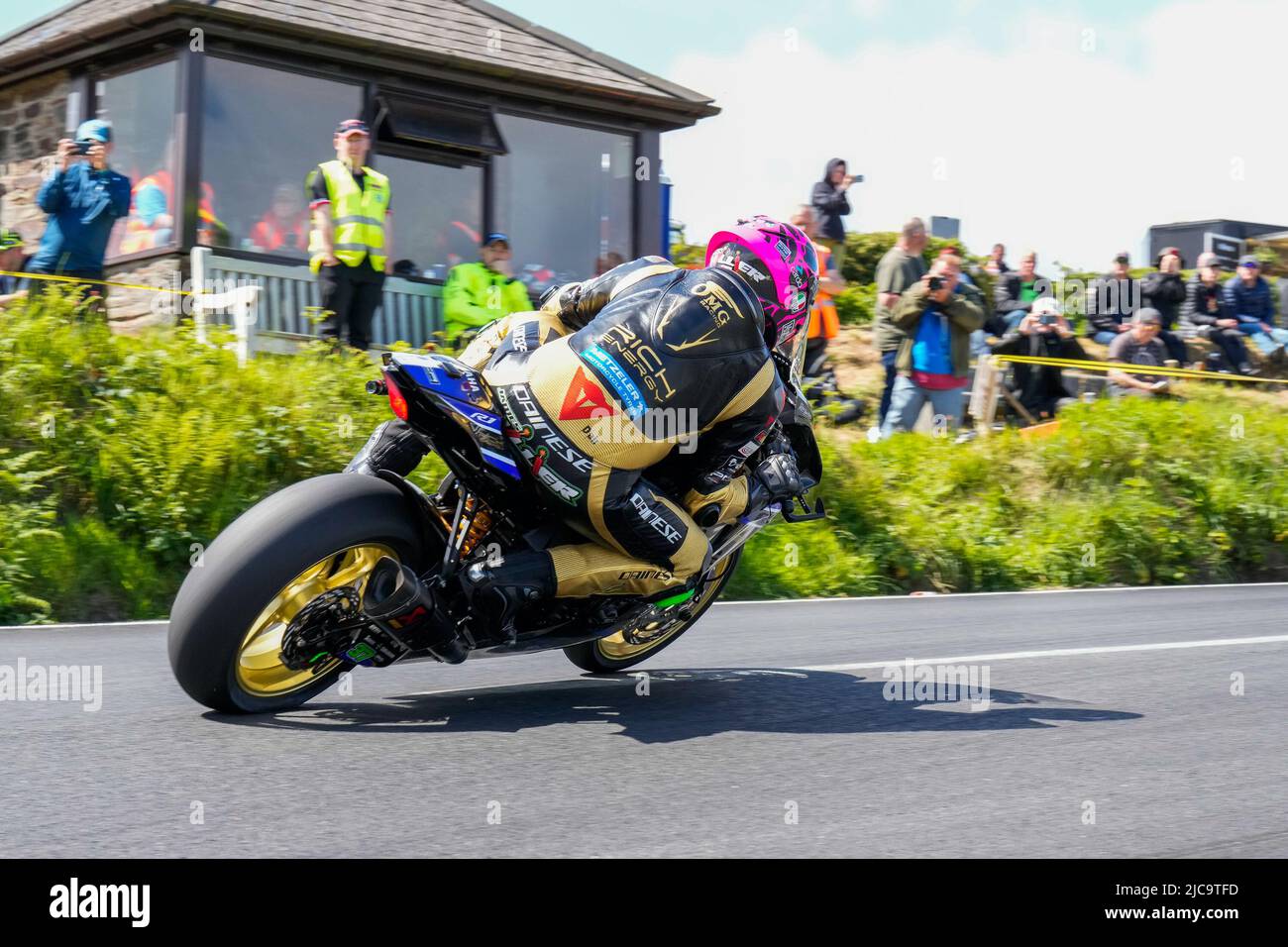 Douglas, Isle Of Man. 11th June, 2022. James Hillier (1000 Yamaha) representing the RICH Energy OMG Racing team during the 2022 Milwaukee Senior TT at the Isle of Man, Douglas, Isle of Man on the 11 June 2022. Photo by David Horn. Credit: PRiME Media Images/Alamy Live News Stock Photo
