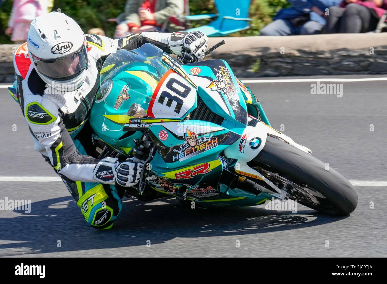 Douglas, Isle Of Man. 11th June, 2022. Michael Evans (1000 BMW) representing the Heattech Racing team during the 2022 Milwaukee Senior TT at the Isle of Man, Douglas, Isle of Man on the 11 June 2022. Photo by David Horn. Credit: PRiME Media Images/Alamy Live News Stock Photo