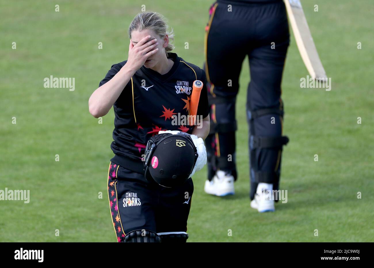 Central Sparks’ Ami Campbell reacts after being ran out by Southern Vipers’ Danni Wyatt during the Charlotte Edwards Cup 2022 final match at The County Ground, Northampton. Picture date: Saturday June 11, 2022. Stock Photo