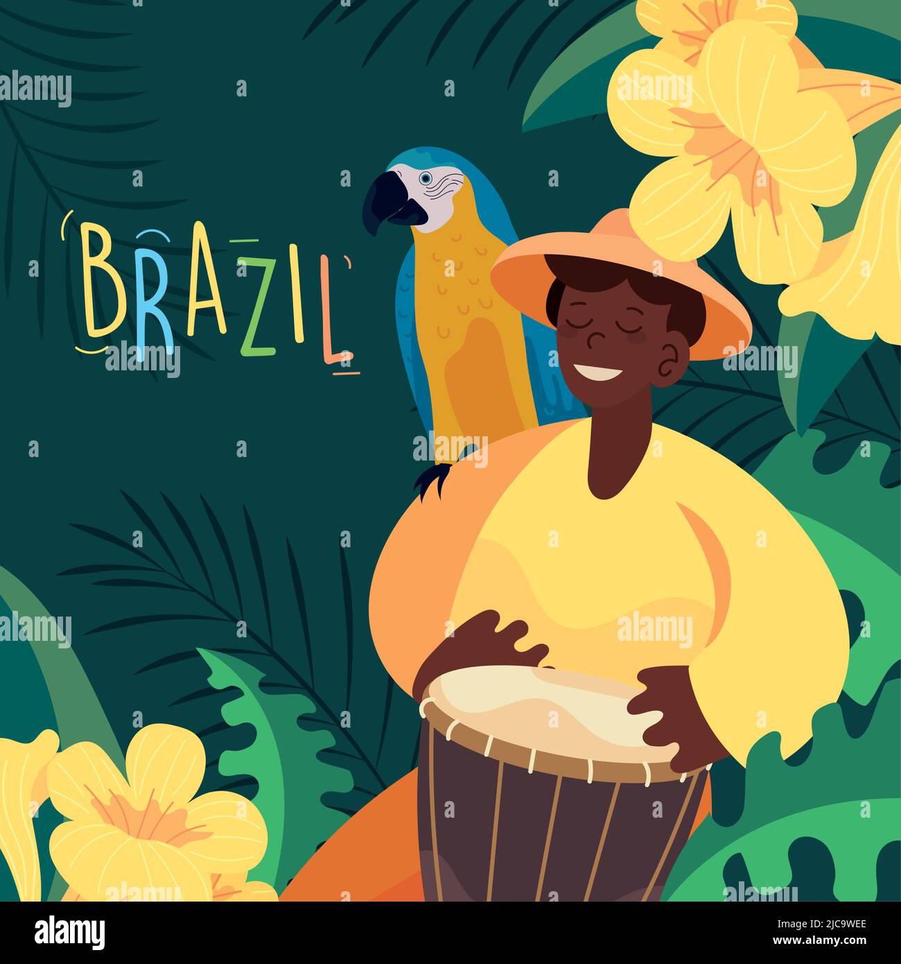 brazilian musician with drum Stock Vector Image & Art - Alamy