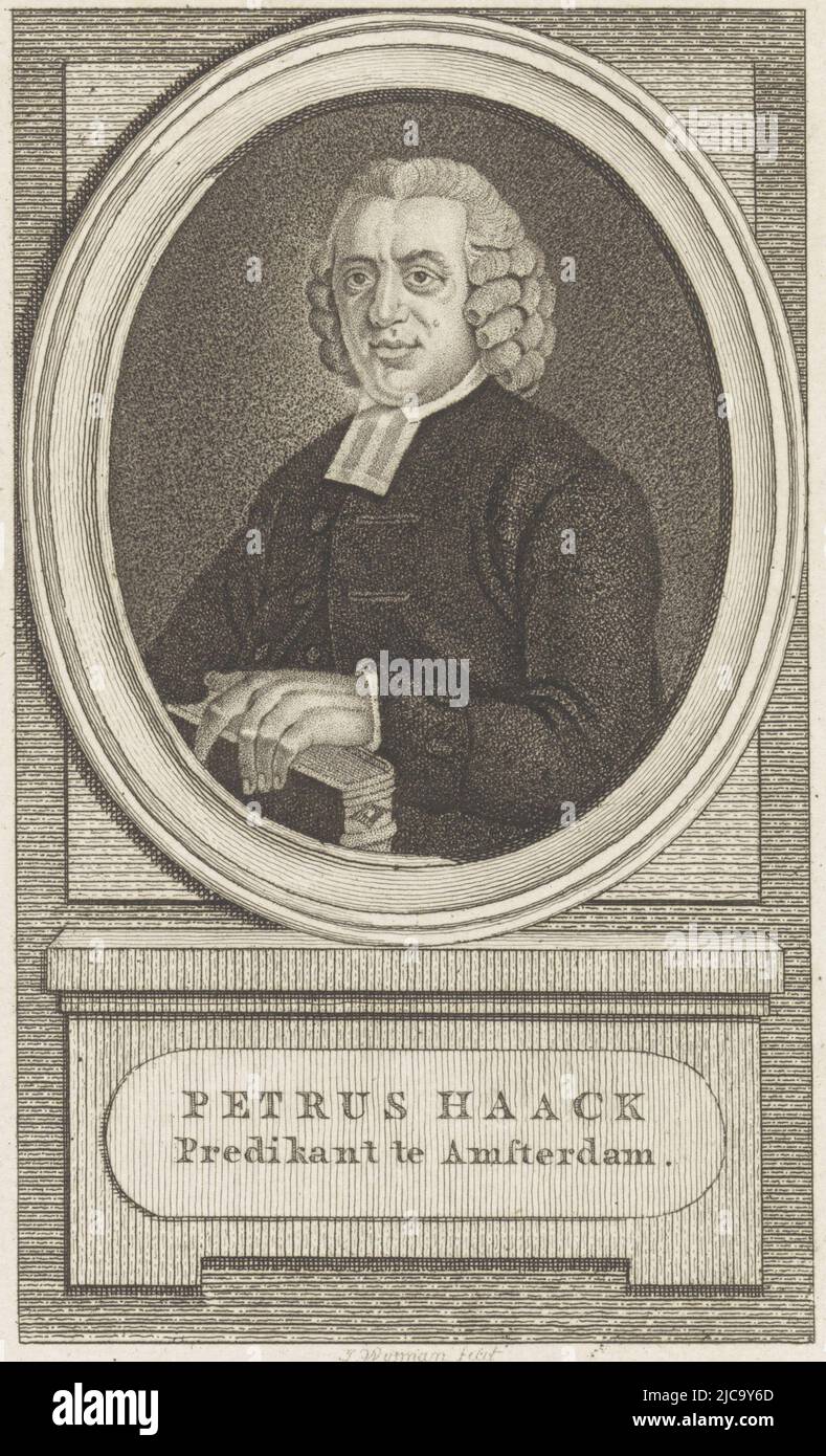 Portrait of Petrus Haack, pastor in Amsterdam, The Netherlands, print maker: Jacobus Wijsman, (mentioned on object), Amsterdam, 1789 - 1824, paper, etching, engraving, h 218 mm × w 145 mm Stock Photo