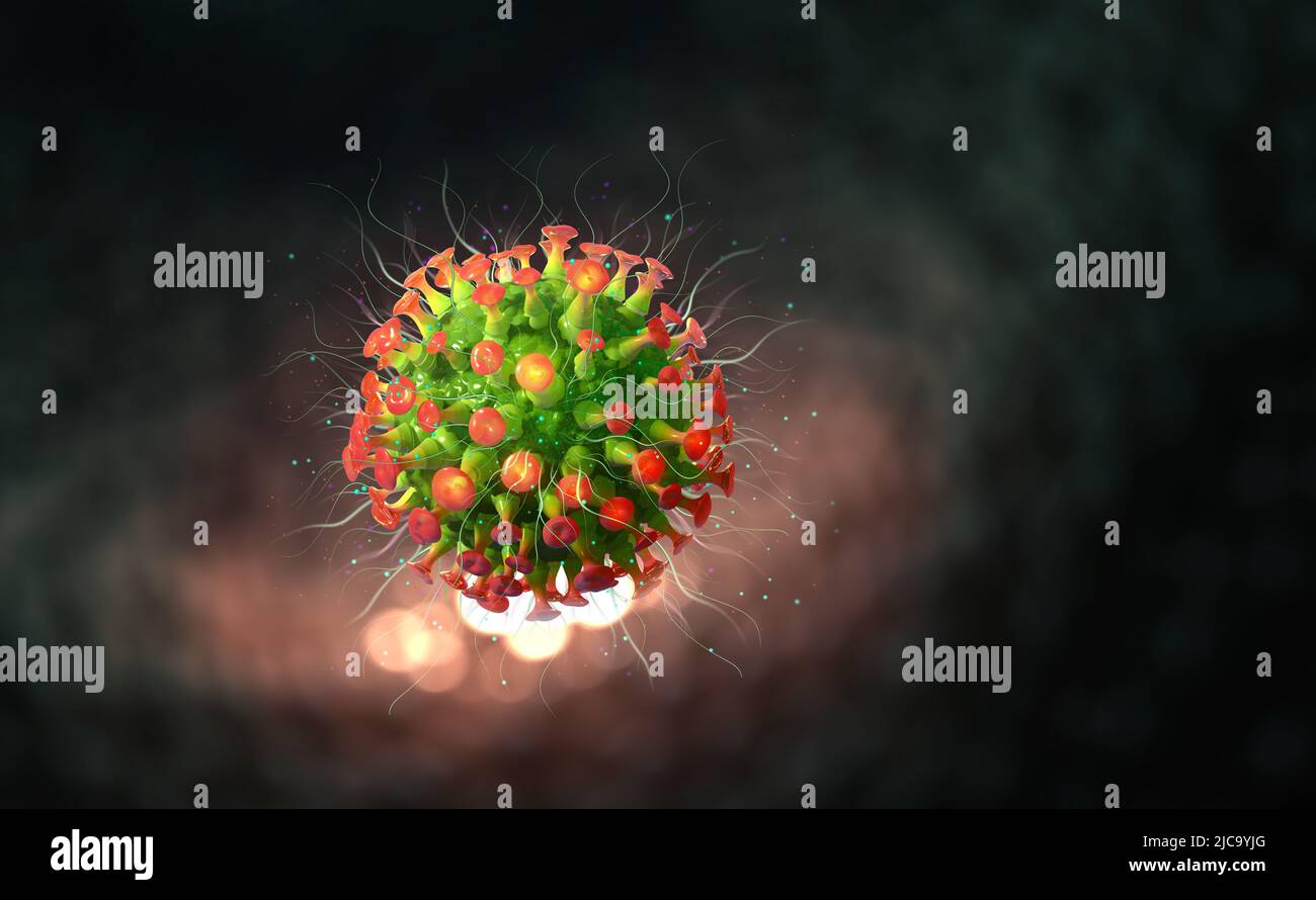 Viral mutations. Research of viral genome. Germ, virus, microbe ...