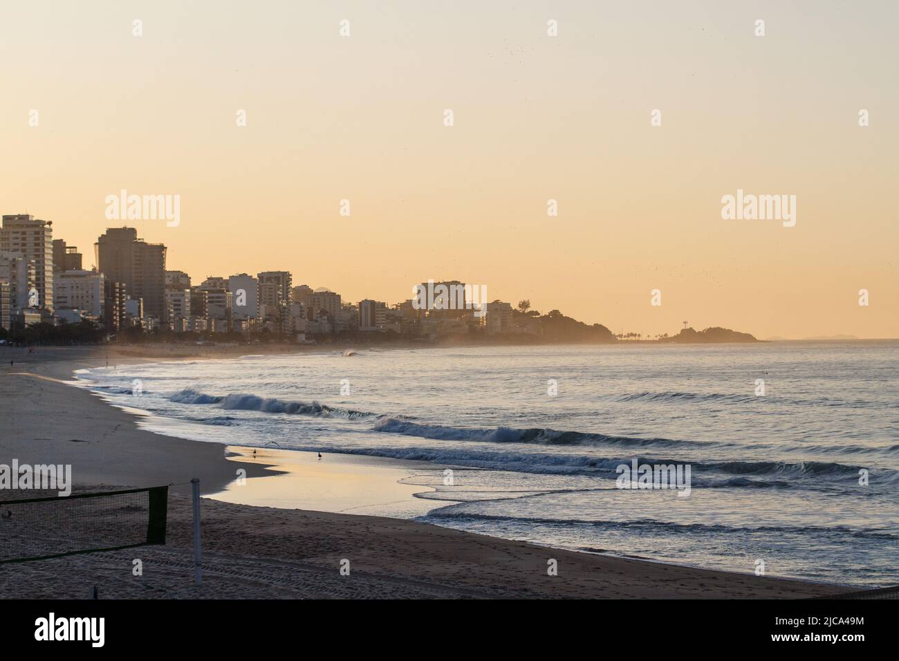Dawn at Leblon beach in Rio de Janeiro. Stock Photo