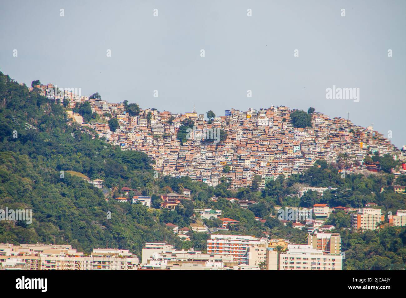 Rocinha Favela, view of Rodrigo de Freitas Lagoon in Rio de Janeiro. Stock Photo