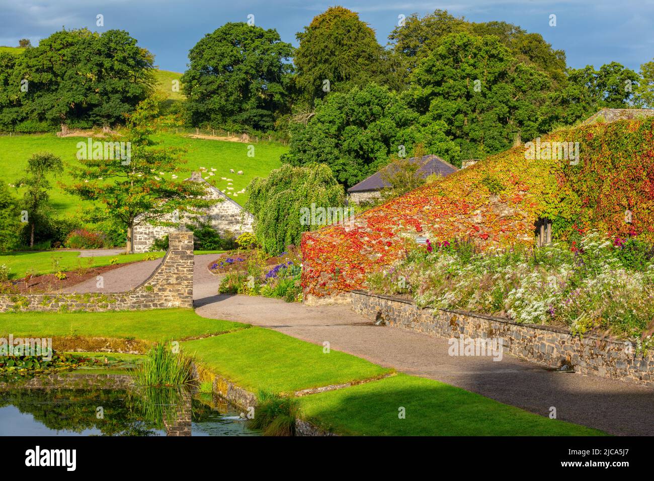 Looking across the Pool Garden towards Grongar Hill at Aberglasney ...