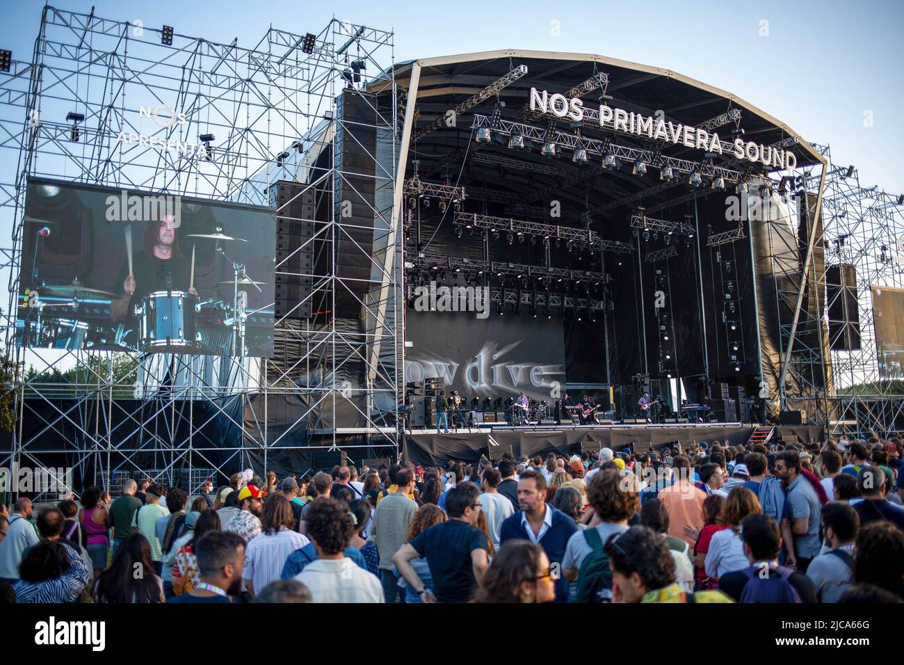 Porto, Portugal. 10th June, 2022. Festival goers at the NOS stage during  the 2022 NOS Primavera