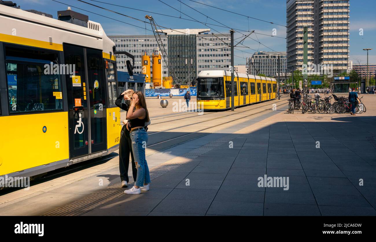 Strassenbahnen am Alexanderplatz in Berlin Stock Photo
