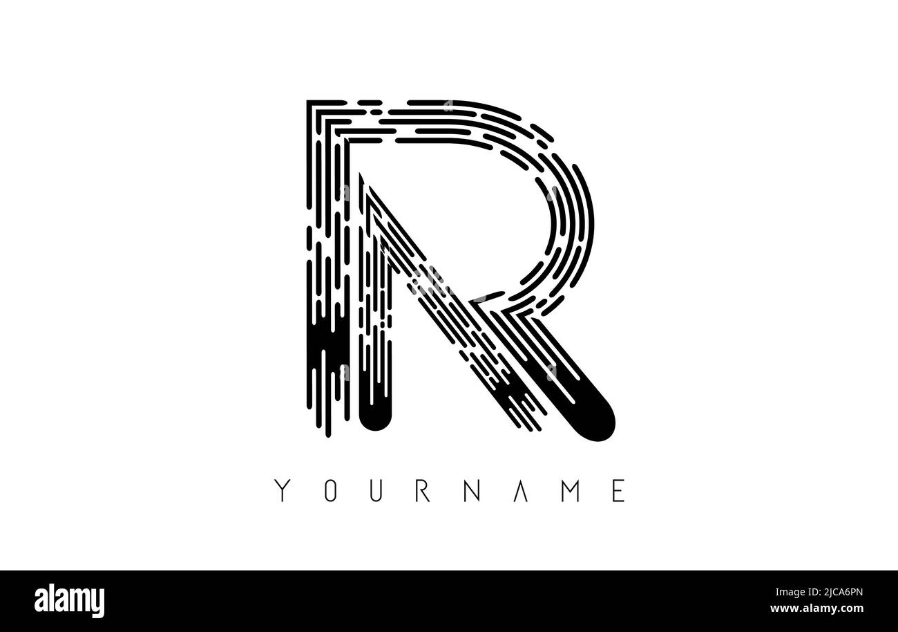 Black R letter logo concept. Creative Minimal Monochrome Monogram