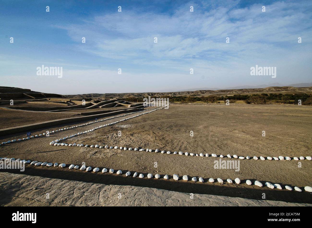 Nazca Pyramid at Cahuachi Archaeological Site in Peru's Nazca Desert Stock Photo