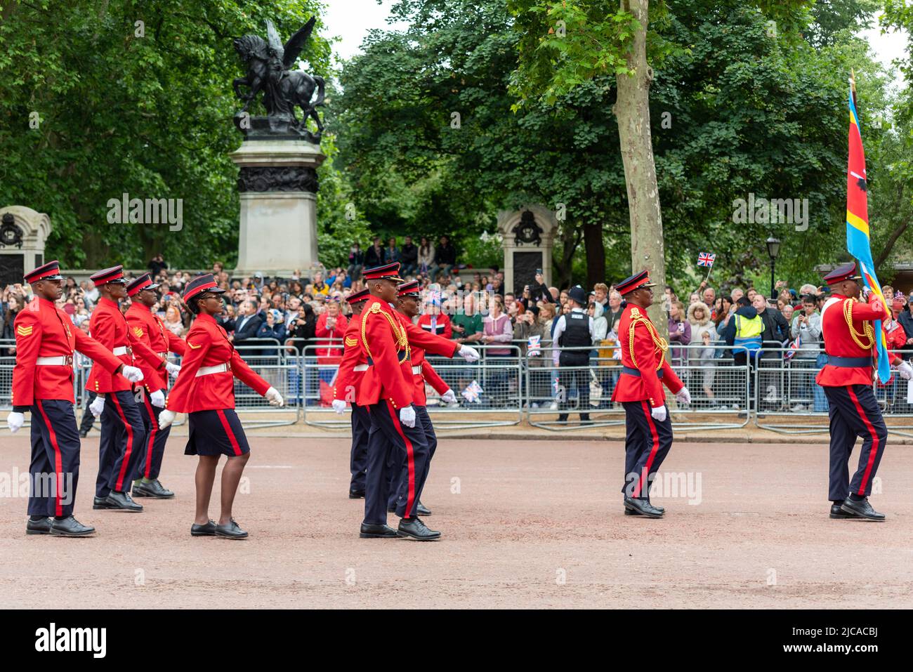 Eswatini group marching in the Commonwealth section of the For Queen and Country act of Platinum Jubilee Pageant, The Mall, London Stock Photo