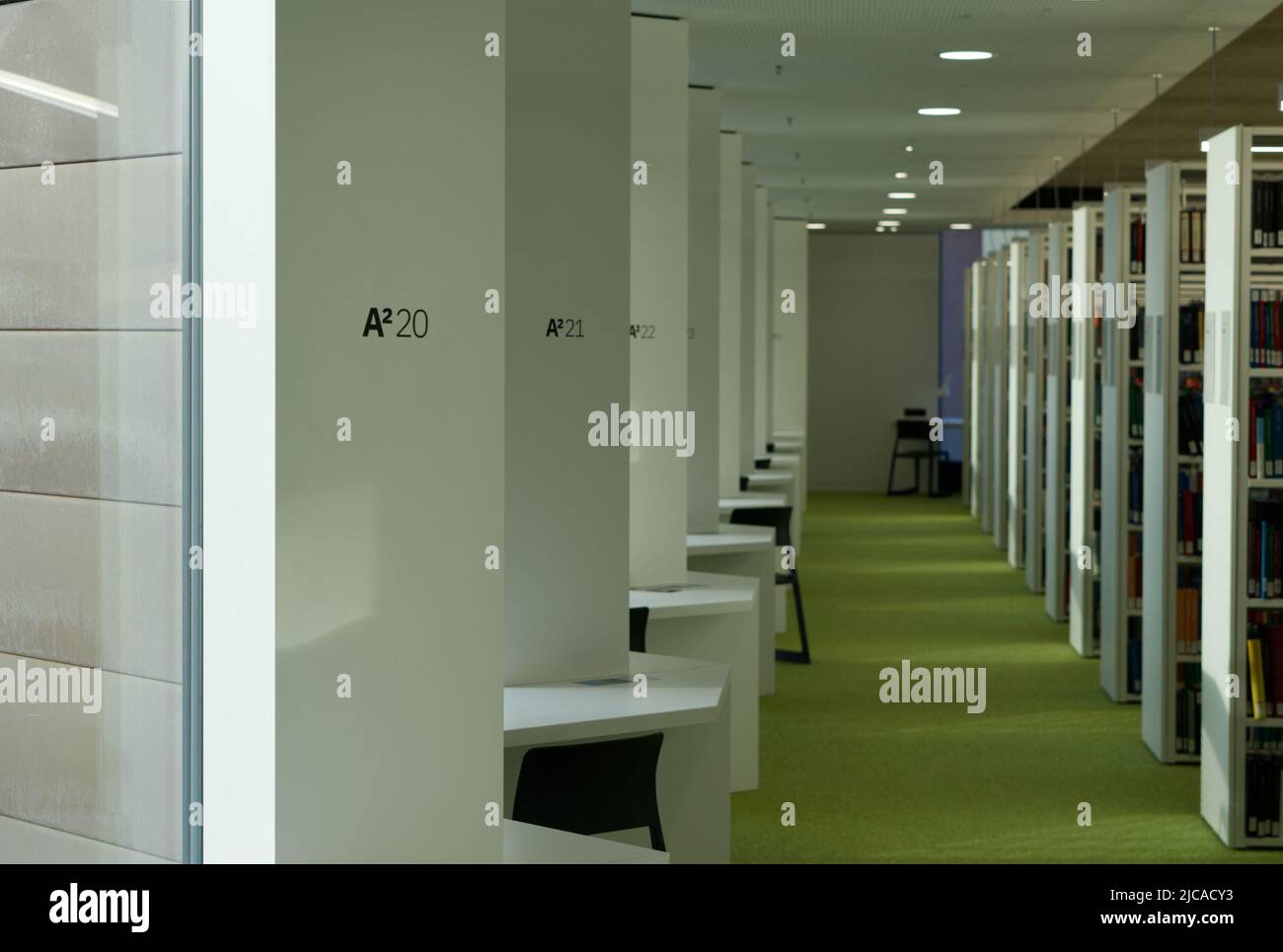 Working desk in a library Stock Photo Alamy