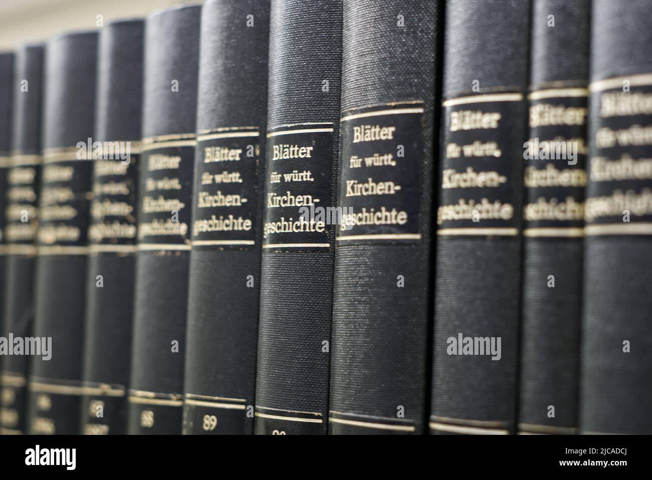 Black book spine in a row Stock Photo