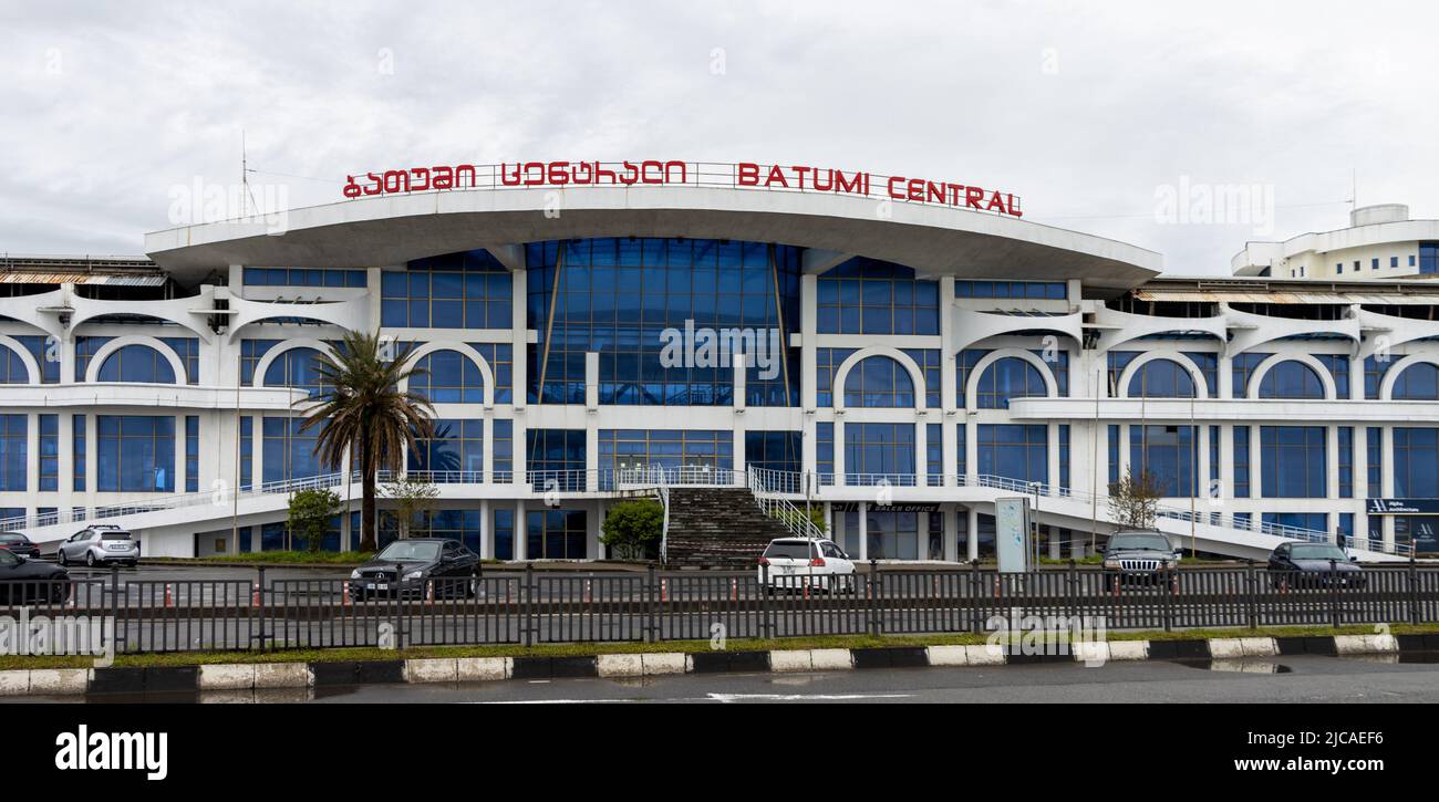 Batumi, Georgia - May 20 2022: Batumi Central Railway Train Station exterior view Stock Photo