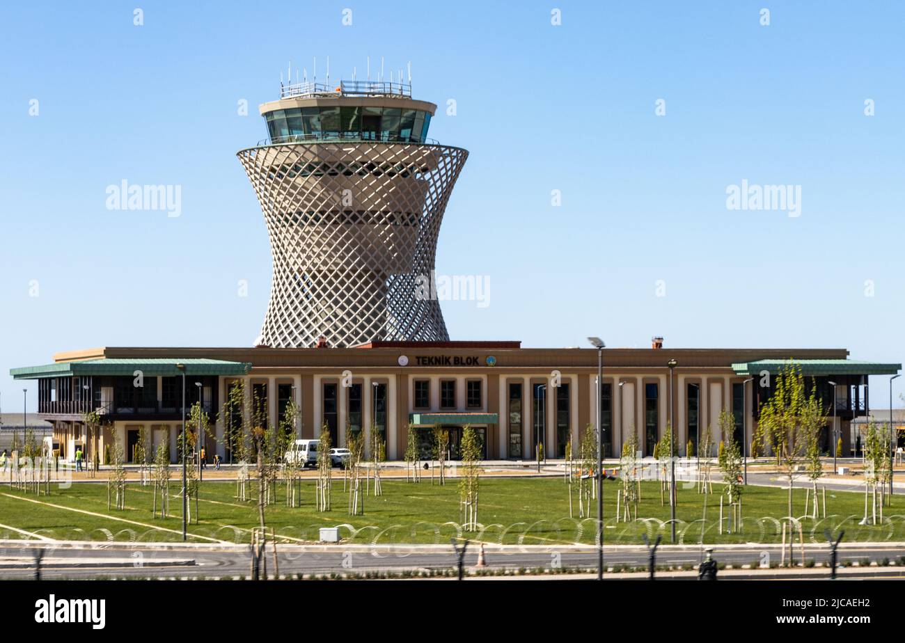 Pazar, Rize, Turkey - May 21 2022: Rize-Artvin (RZV) Airport air traffic control tower Stock Photo