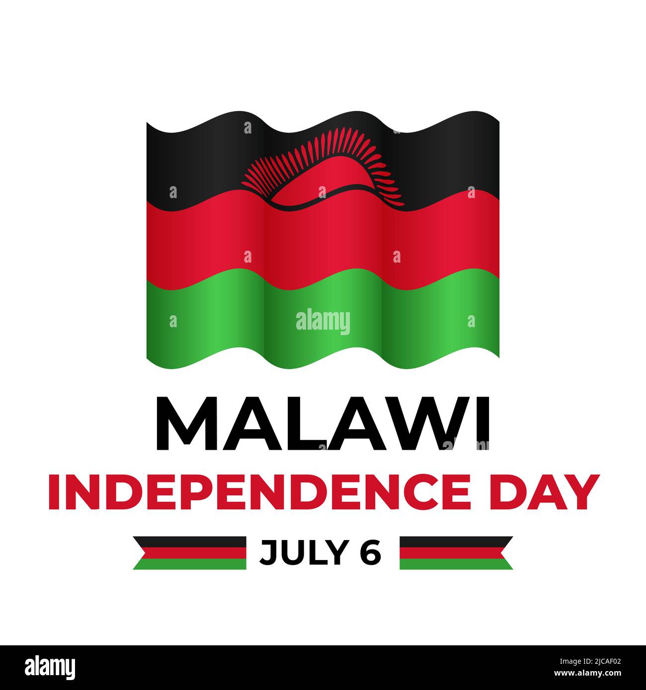 Malawi Independence Day lettering with flag. National holiday celebrate