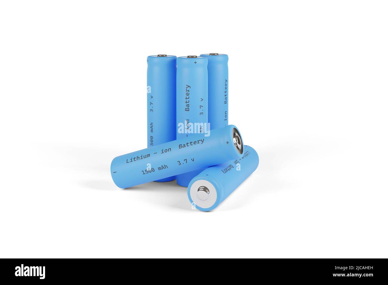 Lithium - ion batteries isolated on white background. 3d illustration. Stock Photo