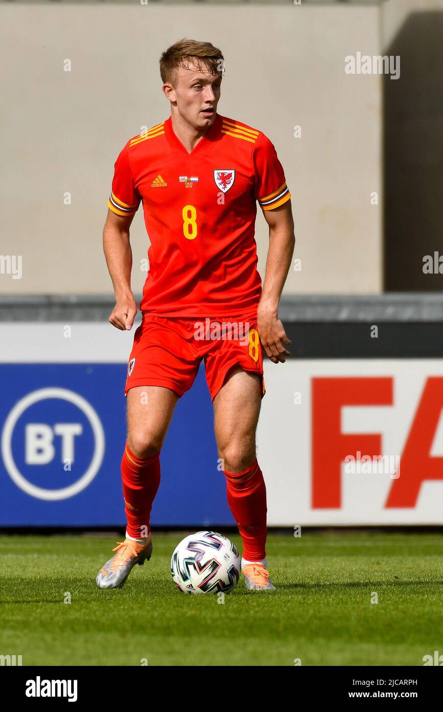 Llanelli, Wales. 11 June, 2022. Eli King of Wales U21 during the UEFA European Under-21 Championship Qualifier Group E match between between Wales U21 and Netherlands U21 at Parc y Scarlets in Llanelli, Wales, UK on 11, June 2022. Credit: Duncan Thomas/Majestic Media. Stock Photo