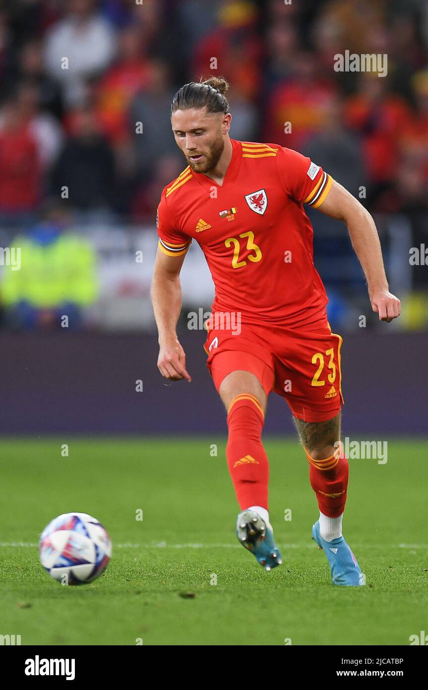 Cardiff, UK. 11th June, 2022. Wes Burns of Wales, in action during the game in Cardiff, United Kingdom on 6/11/2022. (Photo by Mike Jones/News Images/Sipa USA) Credit: Sipa USA/Alamy Live News Stock Photo