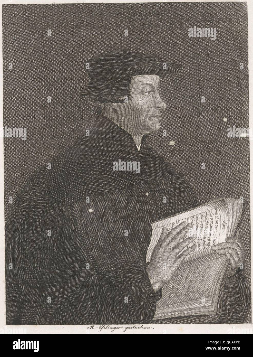 Portrait of Ulrich Zwingli, print maker: Martin Esslinger, (mentioned on object), 1803 - 1841, paper, steel engraving, h 180 mm × w 127 mm Stock Photo
