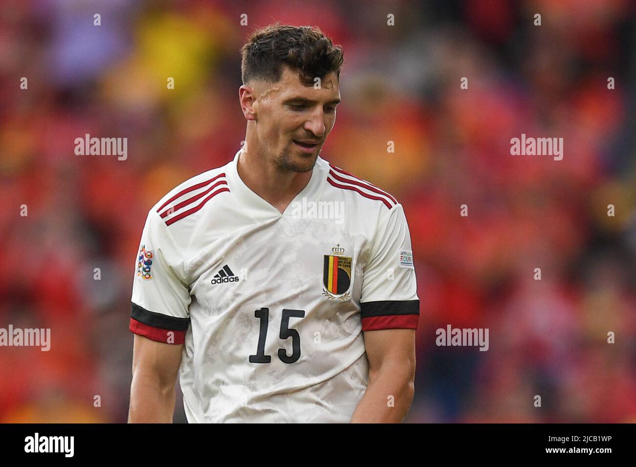 Cardiff, UK. 11th June, 2022. Thomas Meunier of Belgium, during the game Credit: News Images /Alamy Live News Stock Photo
